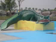 छोटे बच्चों के पानी के खेल का मैदान प्यारा ग्रीन फाइबरग्लास मगरमच्छ स्लाइड