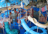 रंगीन आउटडोर एक्वा खेल का मैदान, शीसे रेशा 29x27m बच्चों जल स्लाइड